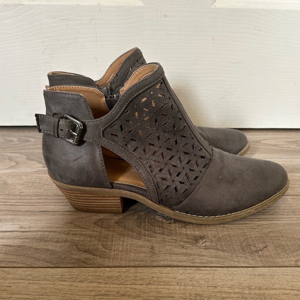 Report gray laser cut bootie